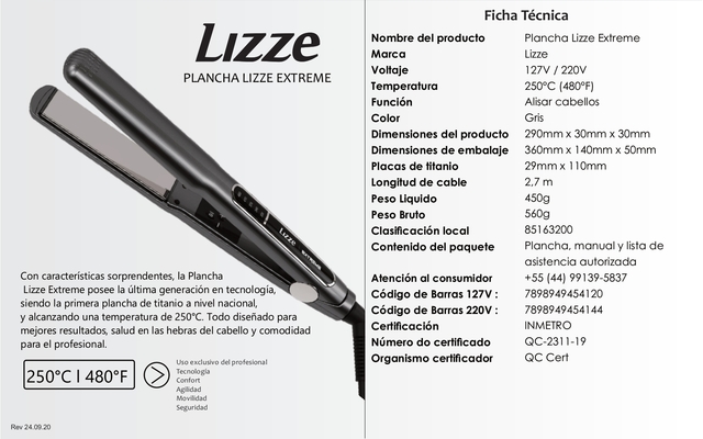 Lizze extreme planca especificaciones